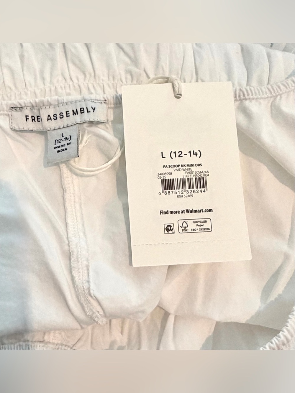 Free Assembly White Smocked Ruffle Mini Dress - Picture 3 of 3